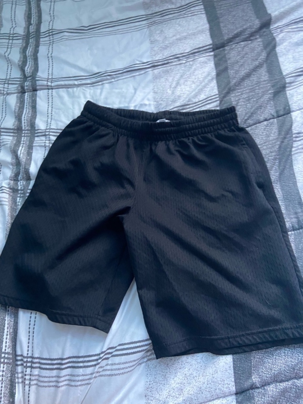 Kids Black Athletic Shorts with Elastic Waist